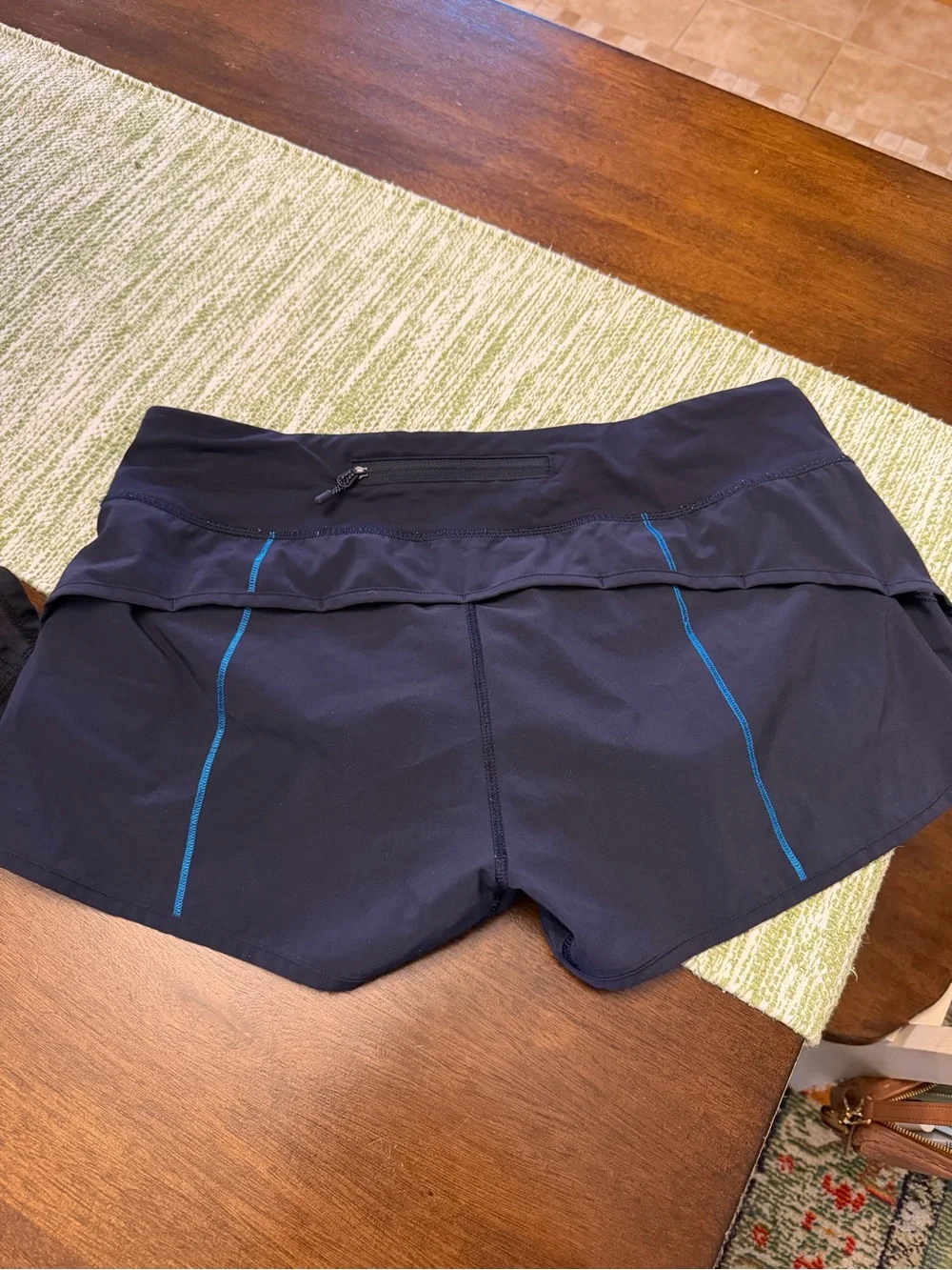 lululemon athletica Navy speed up low rise 2.5 shorts